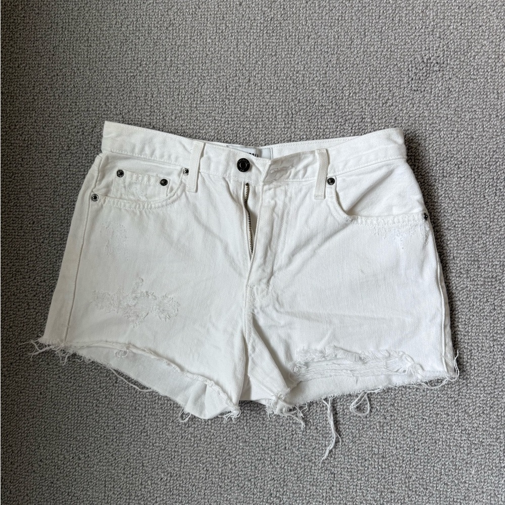 pistola White Distressed Denim Cutoff Shorts